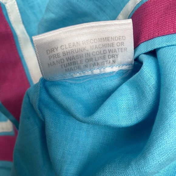 Guru NYC Tunic Shirt Women Medium Blue Pink European Linen - Picture 5 of 13